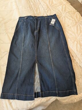 Chaps Dark Blue Straight Denim Skirt